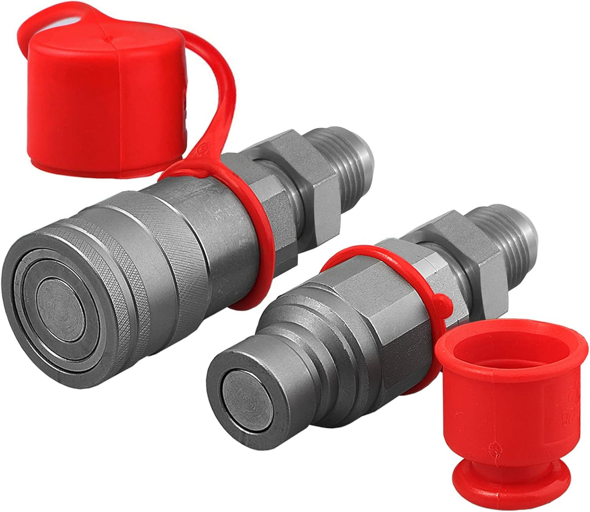 1/2" Body ISO 16028 Flat Face Hydraulic Quick Connect Couplers, 5/8″ JIC Thread, Pack of 2 Z26045