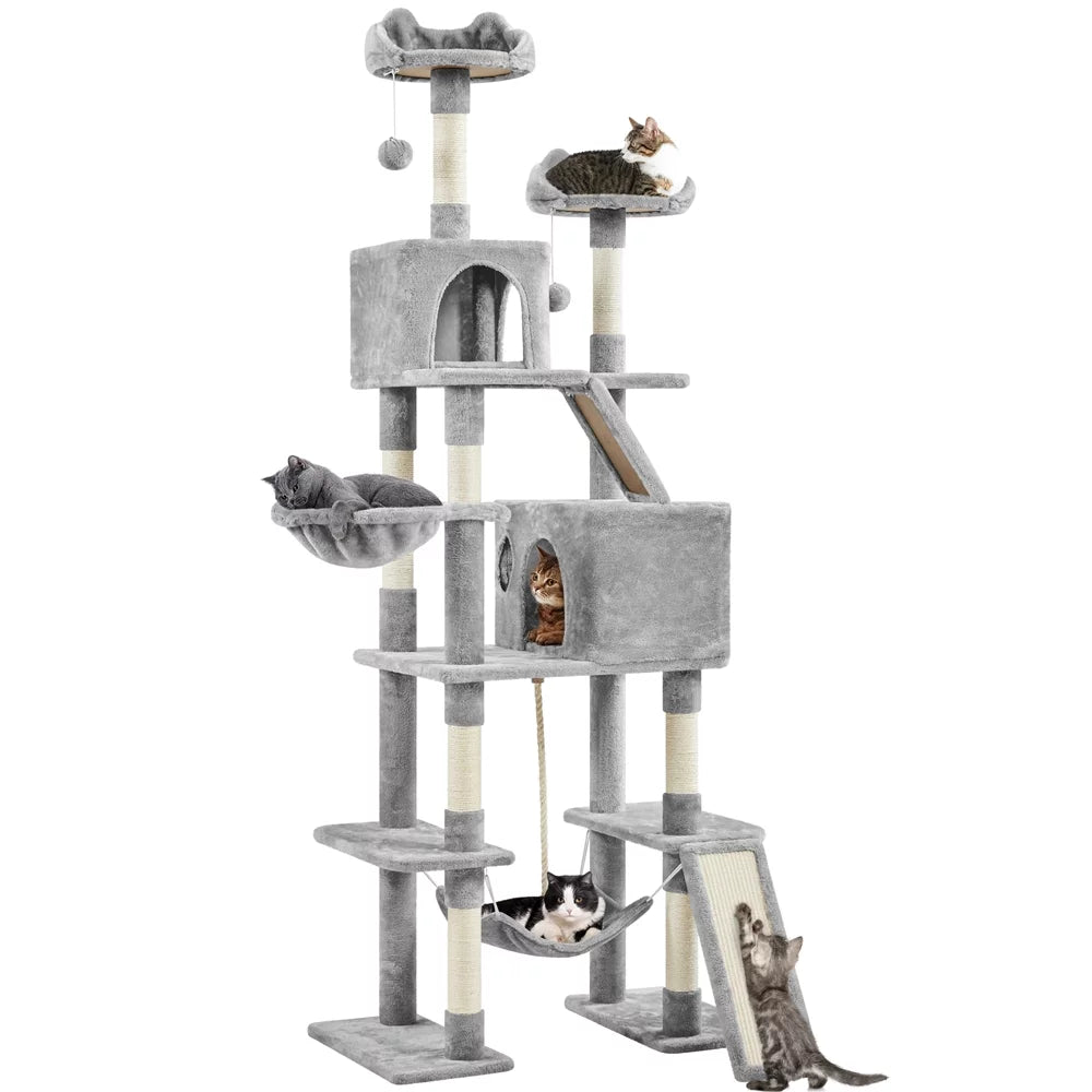 Light Gray Multi Level Cat Tree with 2 Condos S32494