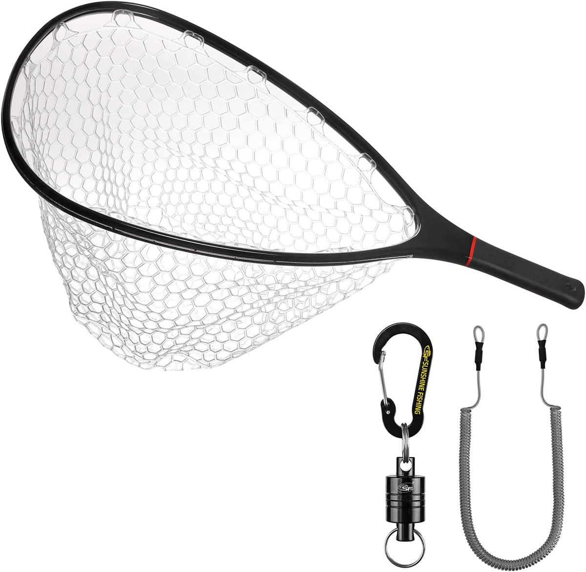 Stealth Carbon Fiber Landing Net with Soft Silicone Rubber Mesh A412690