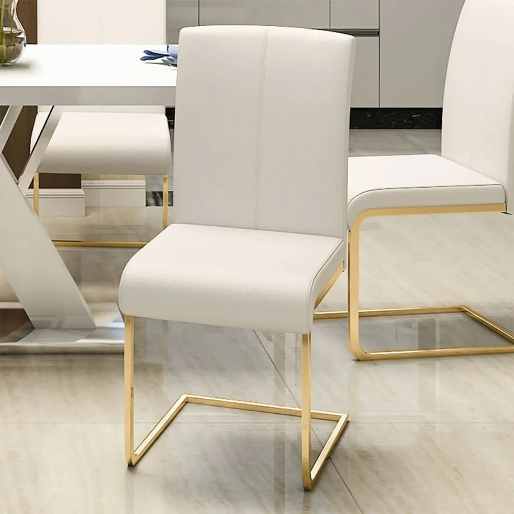White PU Leather Dining Chairs Set of 2 S79981