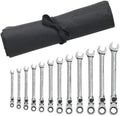 12 Pc. 12 Pt. XL Locking Flex Head Ratcheting Combination Wrench Set with Tool Roll, Metric W987