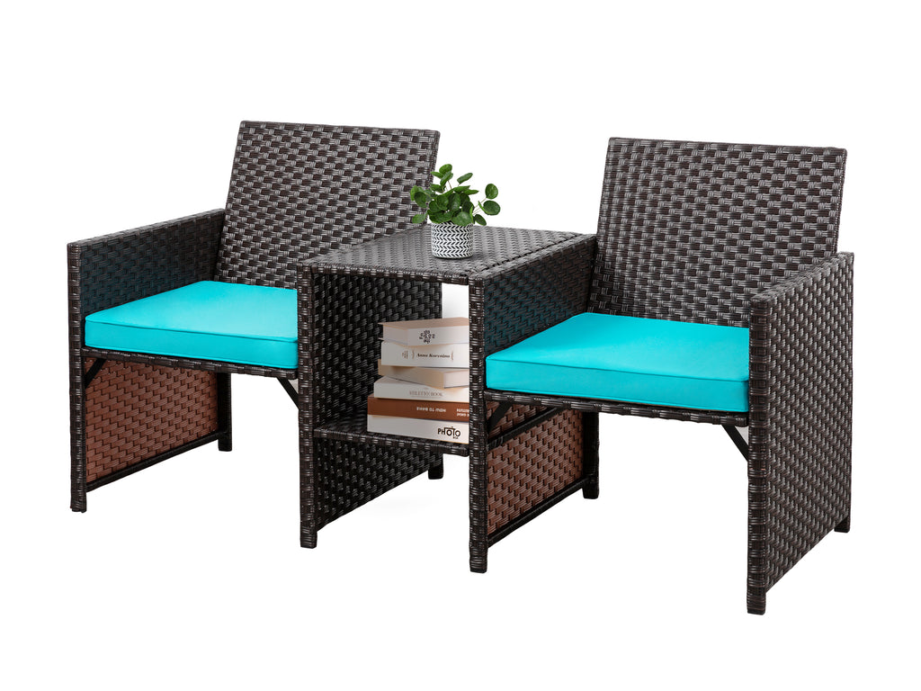 Outdoor Wicker Rattan Loveseat with Cushion Q564