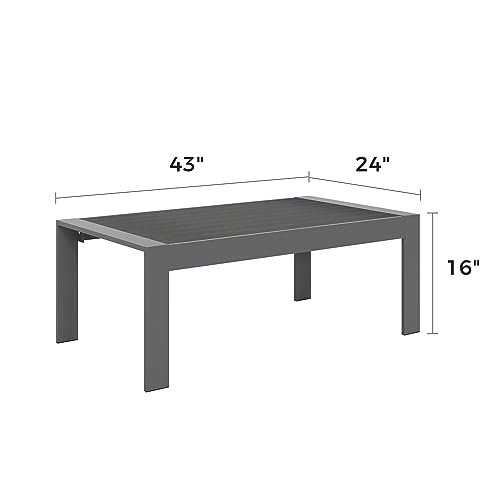 Aluminum Rectangle Metal Outdoor Coffee Table Black L84644