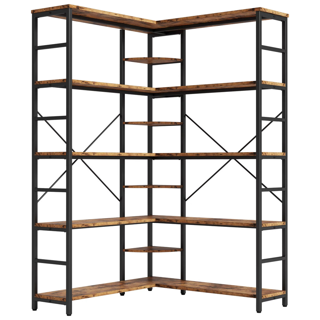 5-Tier Corner Bookcase with Metal Frame Y123