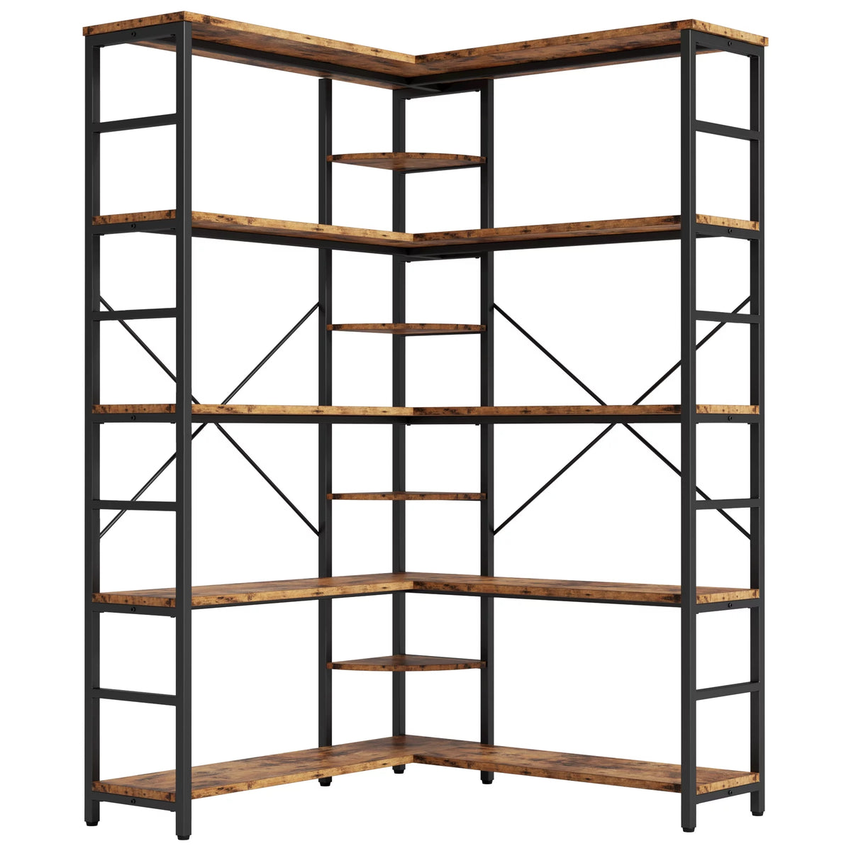 5-Tier Corner Bookcase with Metal Frame Y123